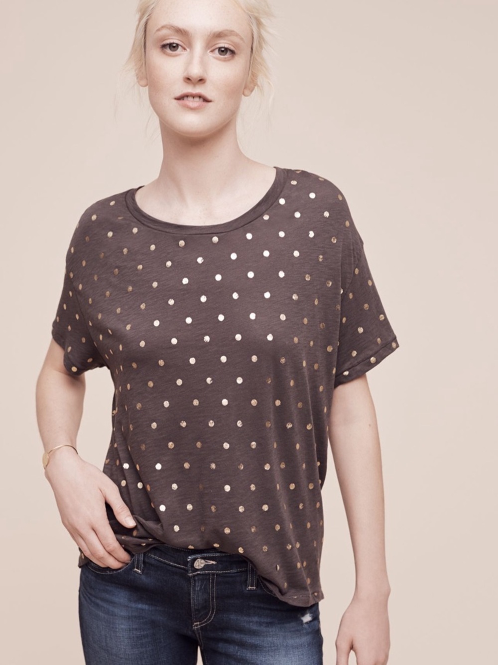 Sundry Stitched & Spotted Tee, size 2 or M